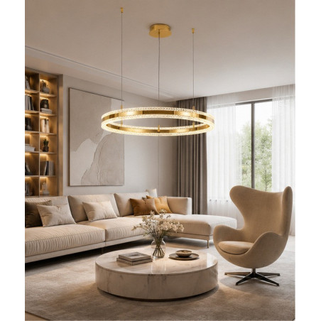 Lampa wisząca okrągła kryształowa Arkadia 80cm złoty połysk Step Into Design