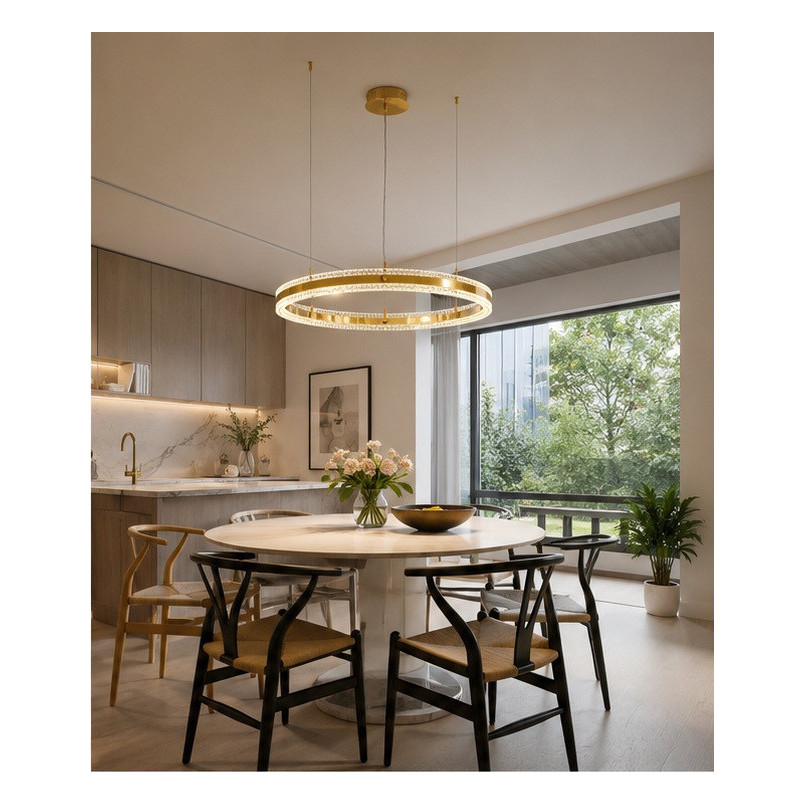Lampa wisząca okrągła kryształowa Arkadia 80cm złoty połysk Step Into Design