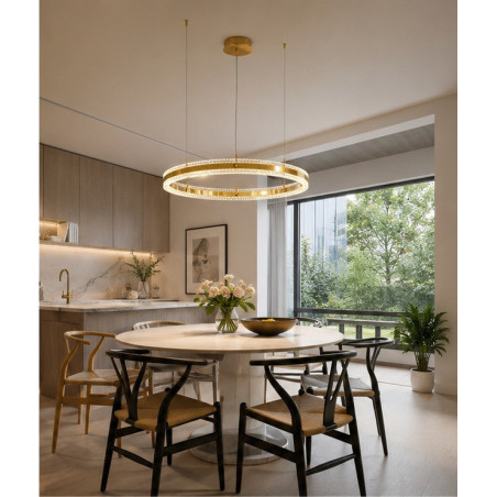Lampa wisząca okrągła kryształowa Arkadia 80cm złoty połysk Step Into Design