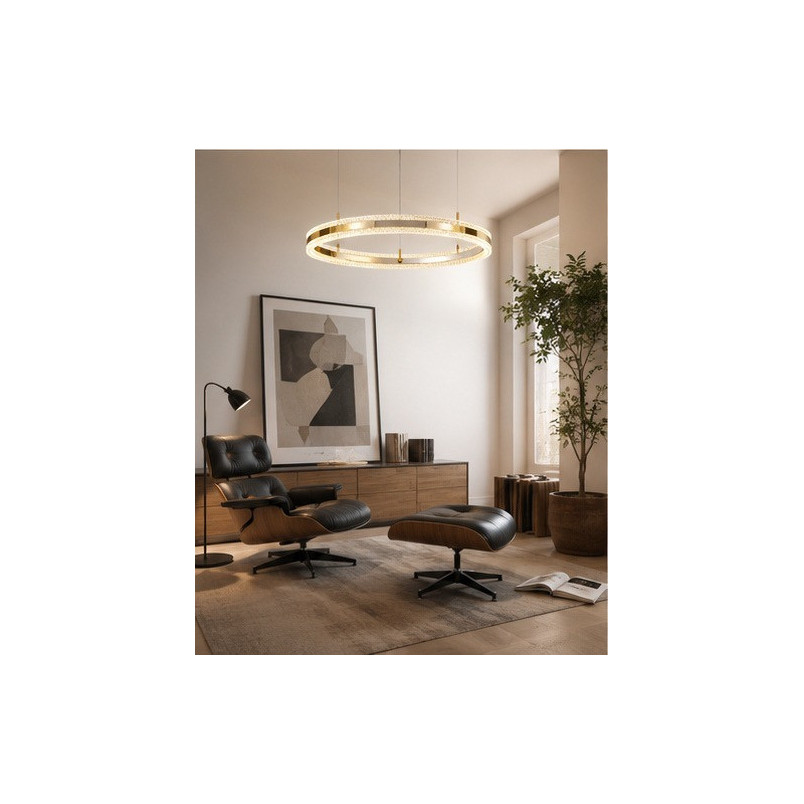 Lampa wisząca okrągła kryształowa Arkadia 80cm złoty połysk Step Into Design