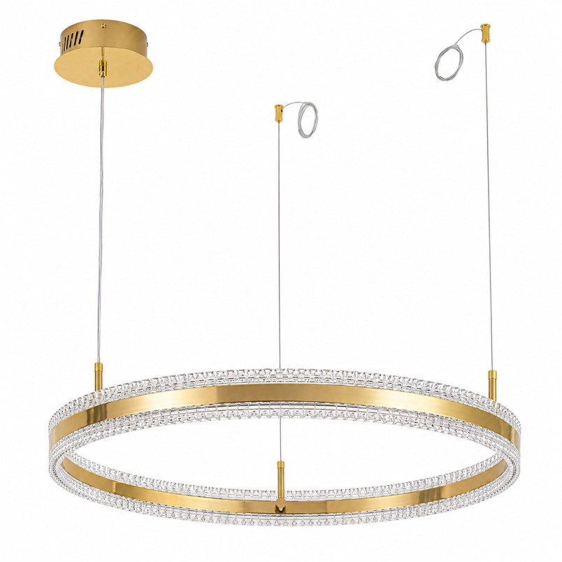 Lampa wisząca okrągła kryształowa Arkadia 80cm złoty połysk Step Into Design