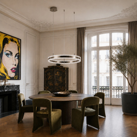 Lampa wisząca okrągła kryształowa Arkadia 60cm tytanowa Step Into Design