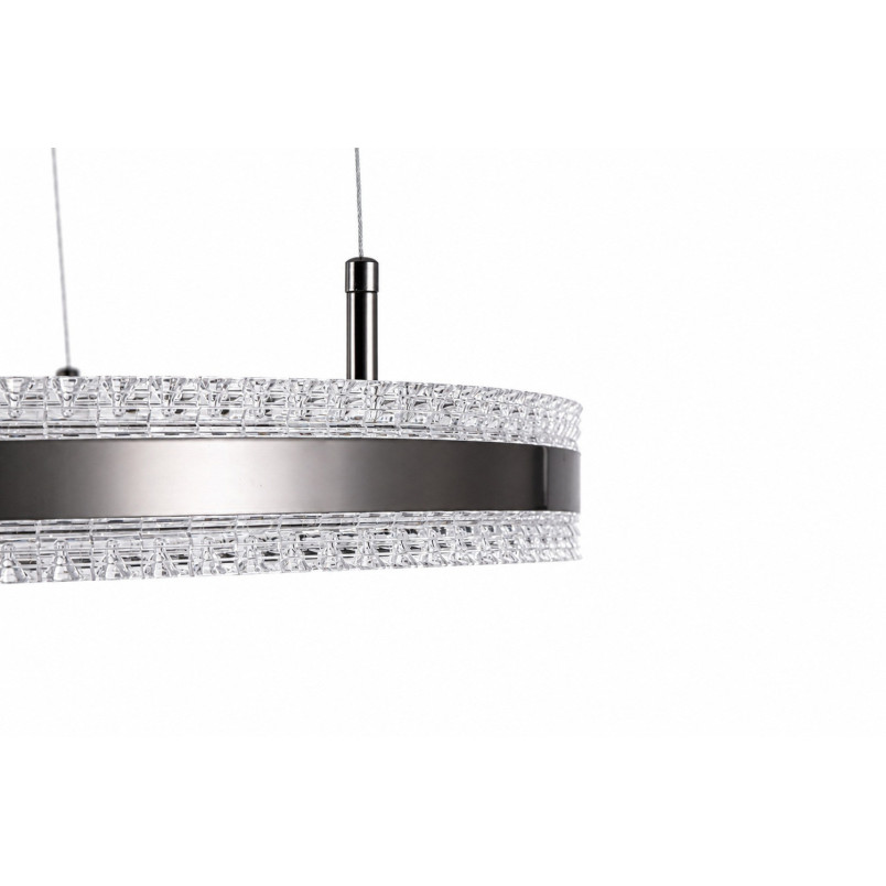 Lampa wisząca okrągła kryształowa Arkadia 60cm tytanowa Step Into Design