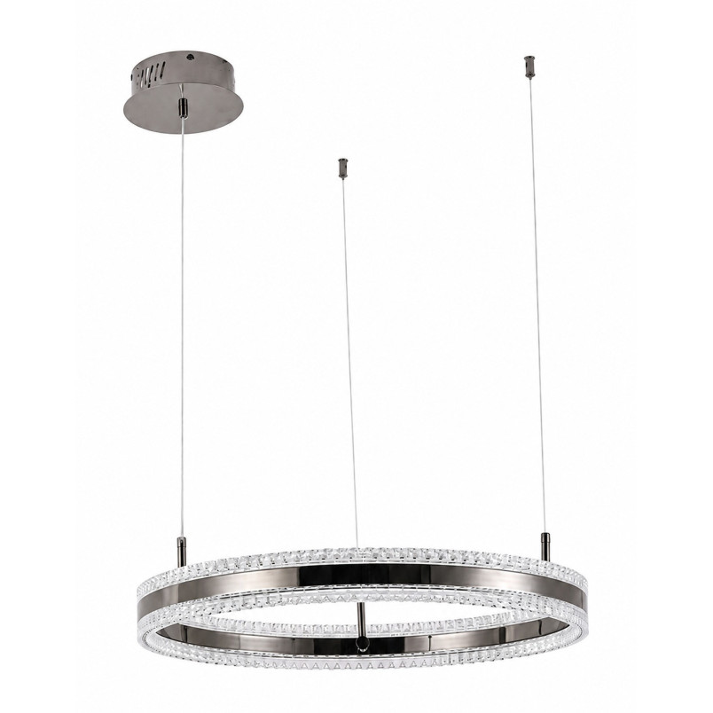 Lampa wisząca okrągła kryształowa Arkadia 60cm tytanowa Step Into Design