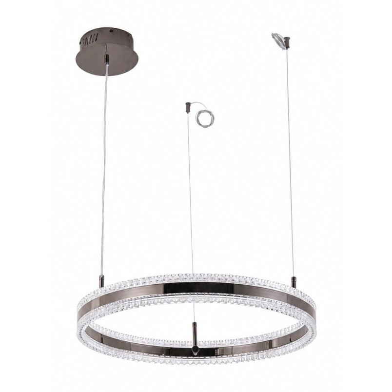 Lampa wisząca okrągła kryształowa Arkadia 60cm tytanowa Step Into Design