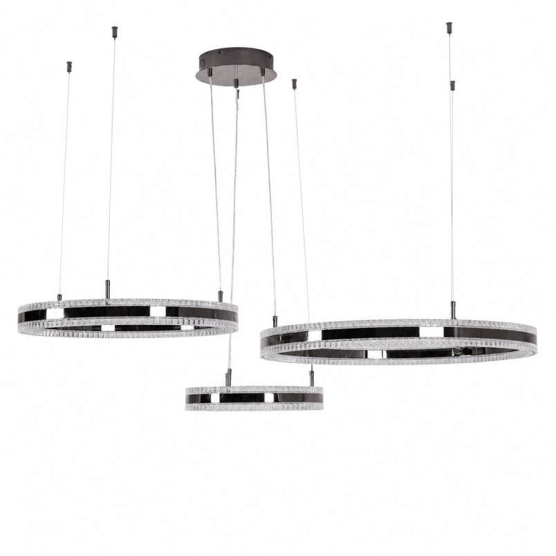 Lampa wisząca 3 okręgi kryształowe Arkadia 40/60/80cm tytanowa Step Into Design