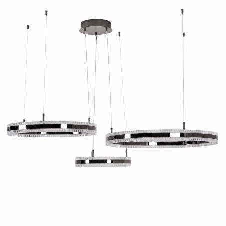 Lampa wisząca 3 okręgi kryształowe Arkadia 40/60/80cm tytanowa Step Into Design