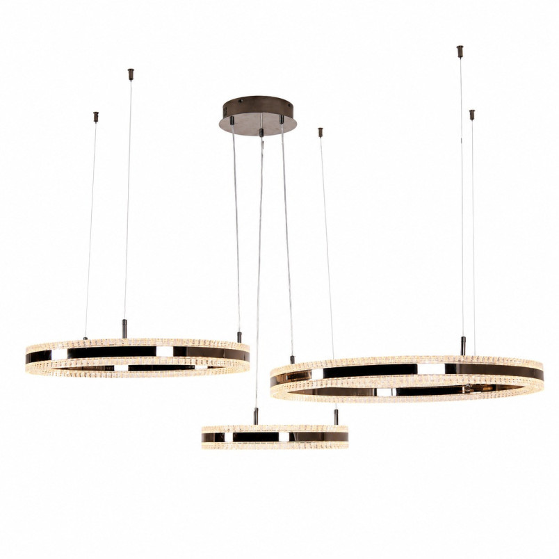 Lampa wisząca 3 okręgi kryształowe Arkadia 40/60/80cm tytanowa Step Into Design
