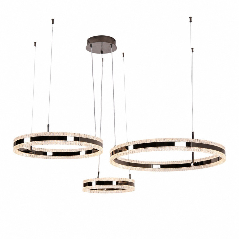 Lampa wisząca 3 okręgi kryształowe Arkadia 40/60/80cm tytanowa Step Into Design