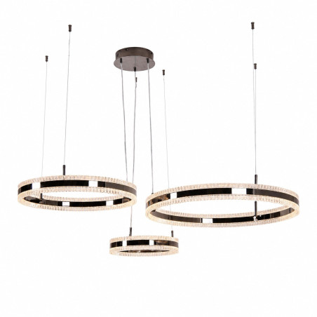 Lampa wisząca 3 okręgi kryształowe Arkadia 40/60/80cm tytanowa Step Into Design