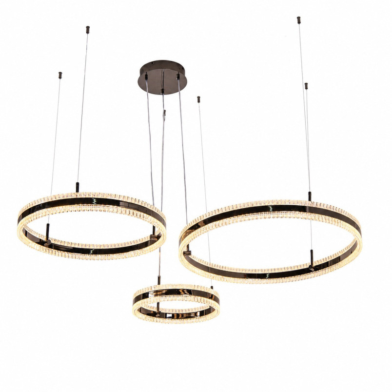 Lampa wisząca 3 okręgi kryształowe Arkadia 40/60/80cm tytanowa Step Into Design