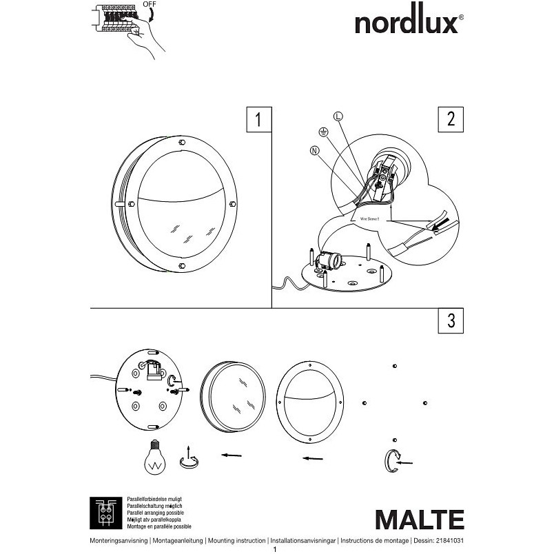Kinkiet zewnętrzny Nordlux Malte 24 - Srebrny, E27