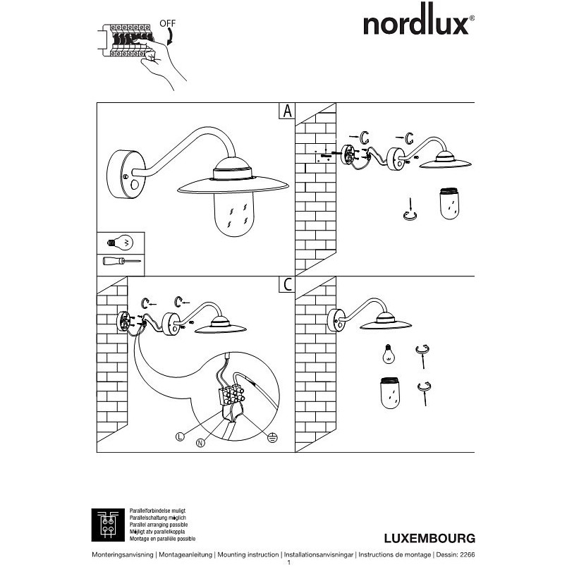 Kinkiet zewnętrzny Nordlux Luxembourg z czujnikiem - Oświetlenie ogrodu