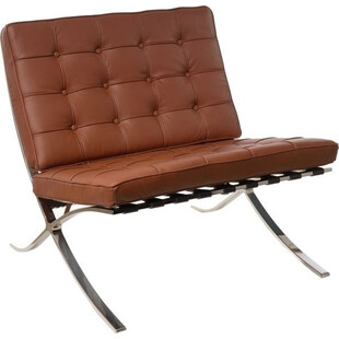 Fotel skórzany pikowany BA1 jasno brązowy | D2.Design