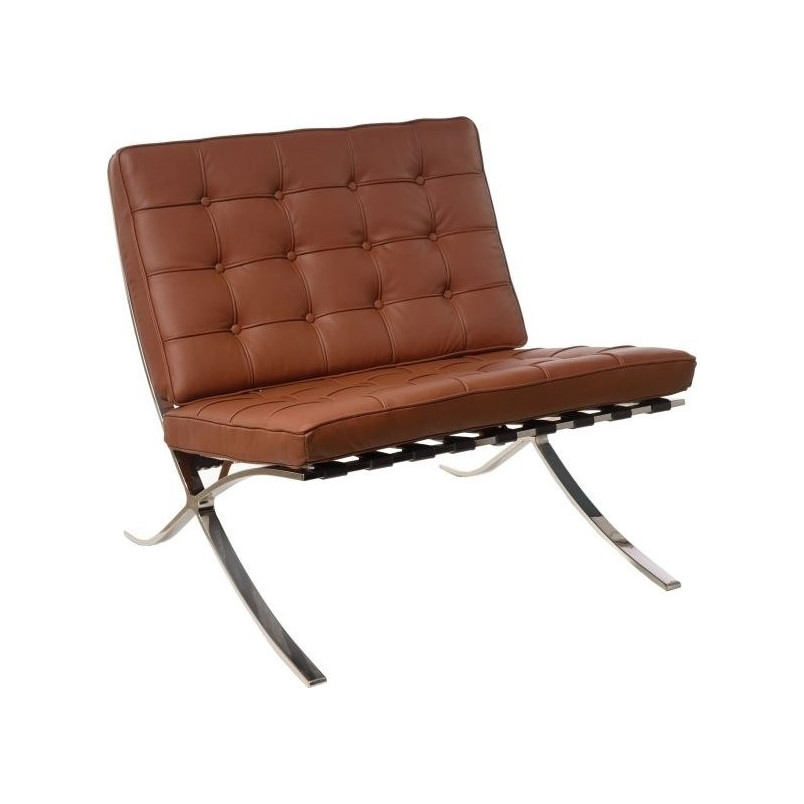 Fotel skórzany pikowany BA1 jasno brązowy | D2.Design
