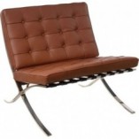 Fotel skórzany pikowany BA1 jasno brązowy | D2.Design