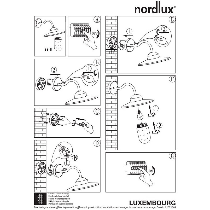 Kinkiet ogrodowy Nordlux Luxembourg - Rdzawe szkło | Sklep z lampami