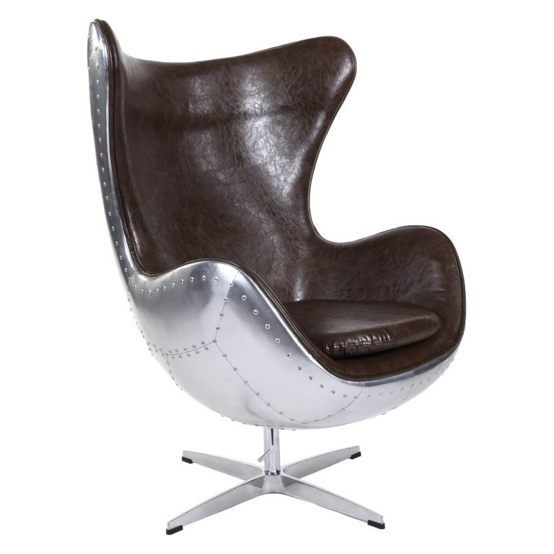 Fotel obrotowy Jajo D2 Design - Brązowy, Eko Skóra | Kup Teraz