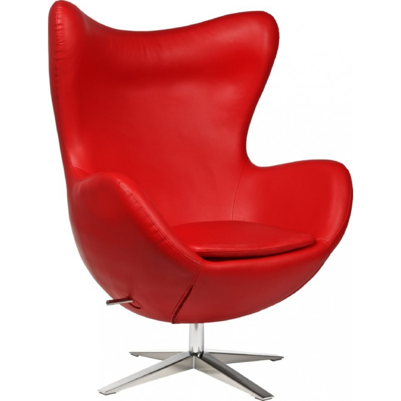 Fotel obrotowy Jajo czerwona skóra | D2.Design