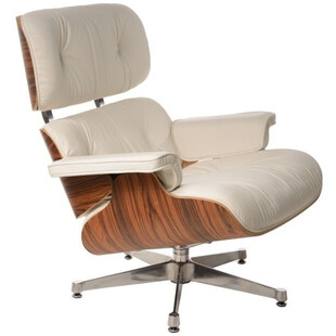 Fotel skórzany obrotowy Vip biały/palisander marki D2.Design