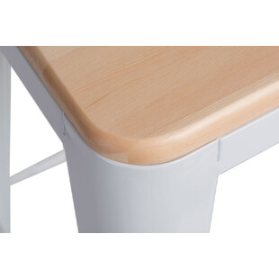 Hoker metalowy z drewnianym siedziskiem Paris Wood 75cm biały/sosna naturalna marki D2.Design