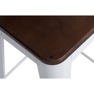 Hoker metalowy z drewnianym siedziskiem Paris Wood 75 biały/sosna orzech marki D2.Design