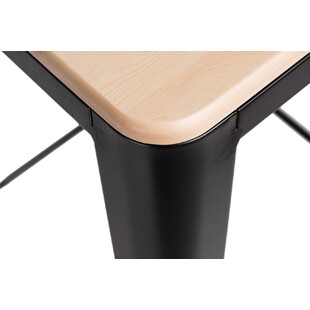 Hoker metalowy z drewnianym siedziskiem Paris Wood 75 czarny/sosna naturalna marki D2.Design