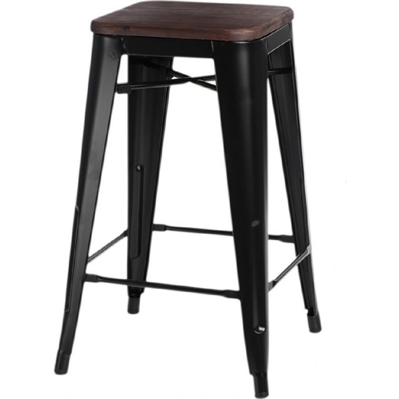 Hoker metalowy Paris Wood | Czarny / Orzech | D2 Design