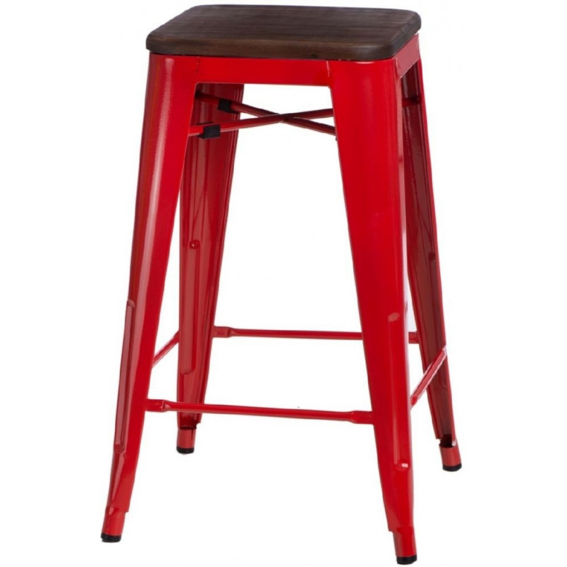 Hoker Paris Wood czerwony | D2 Design - Stylowy stołek barowy