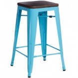 Hoker Paris Wood niebieski z drewnem | D2 Design - Kup Teraz!