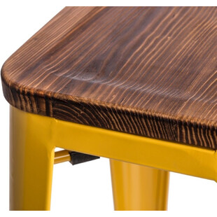Hoker metalowy z drewnianym siedziskiem Paris Wood 75 żółty/sosna orzech marki D2.Design