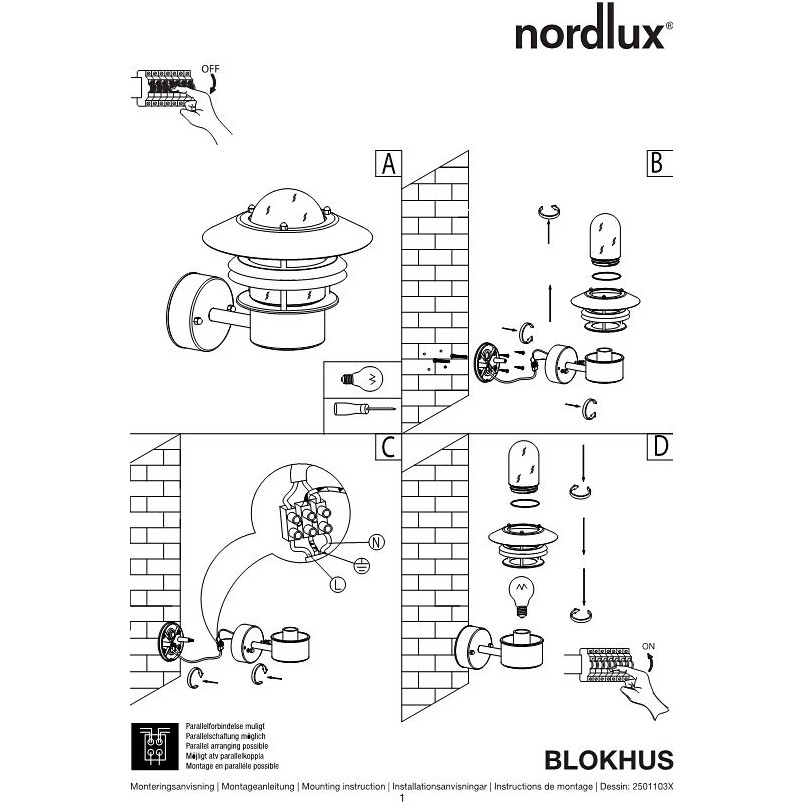Kinkiet zewnętrzny retro Nordlux Blokhus Up - Stal galwanizowana