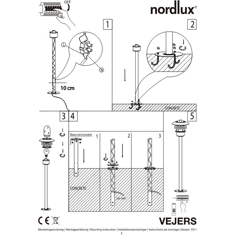 Lampa Ogrodowa Vejers - Nordlux | Srebrna, Stal Galwanizowana