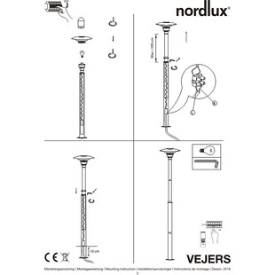 Lampa Ogrodowa Vejers Nordlux - Srebrna, 215cm | Sklep z Oświetleniem