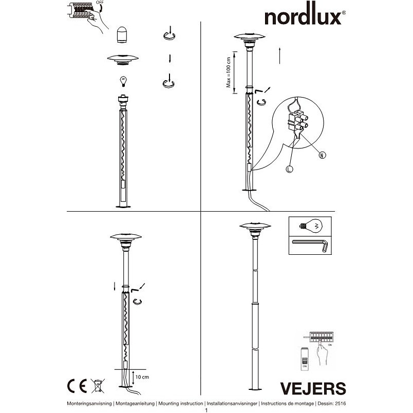 Lampa Ogrodowa Vejers Nordlux - Srebrna, 215cm | Sklep z Oświetleniem