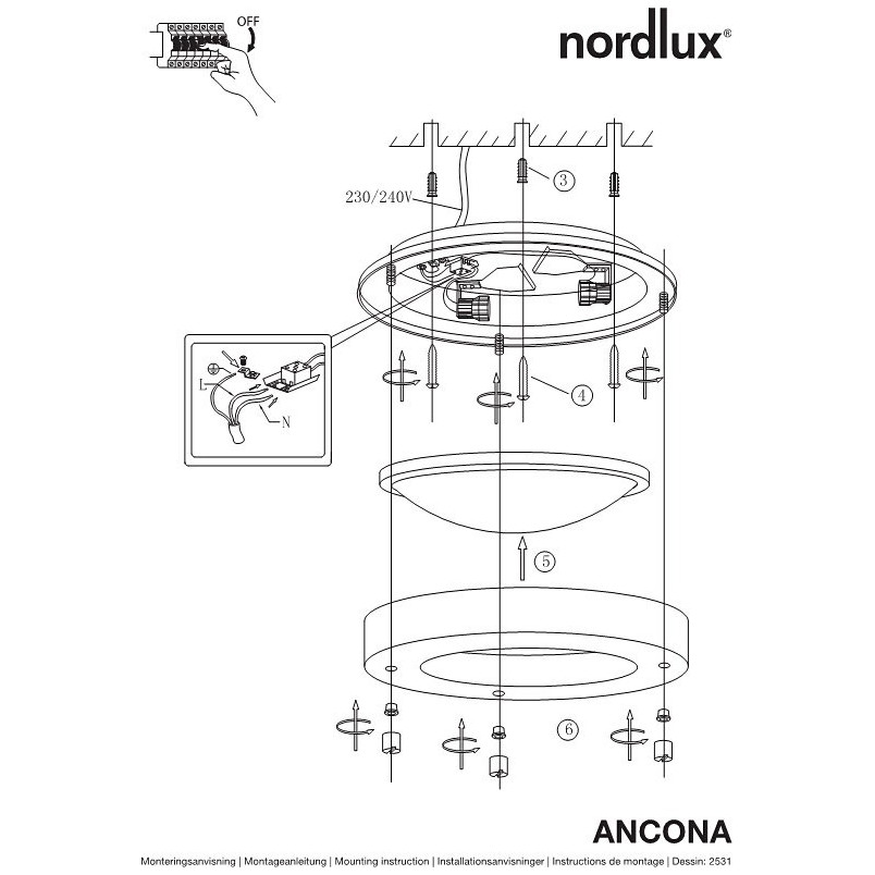 Plafon zewnętrzny Ancona Maxi - Nordlux | Biały, IP44