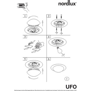 Plafon szklany łazienkowy Nordlux UFO | Biały, E27, IP44