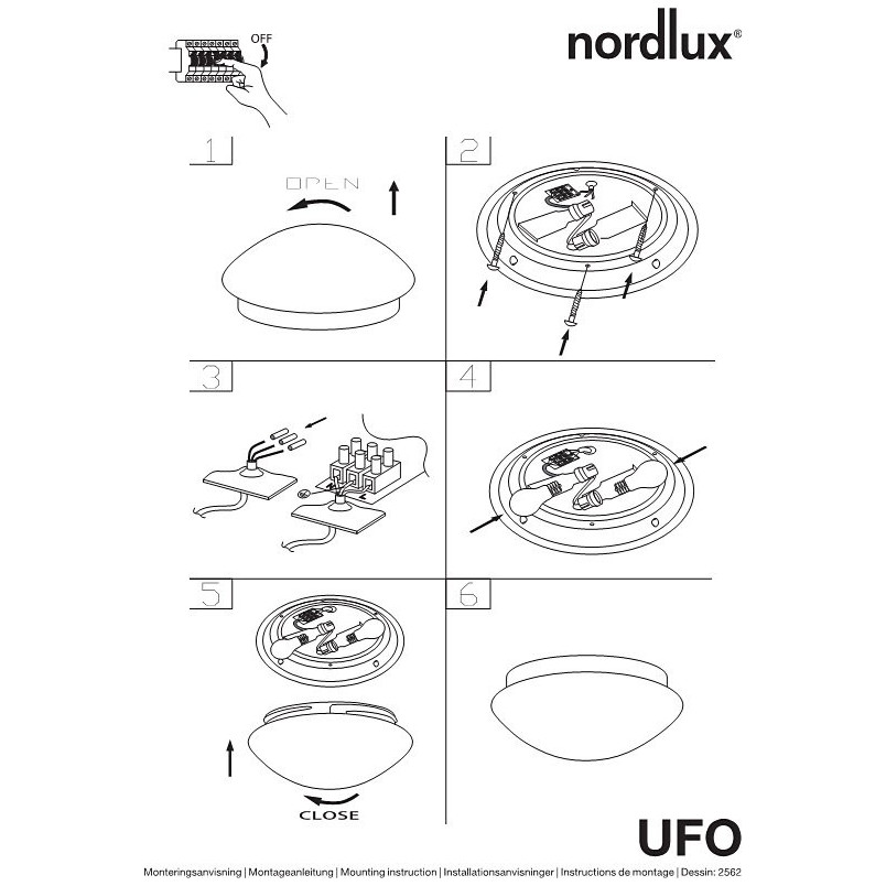 Plafon szklany łazienkowy Nordlux Ufo Maxi - Biały