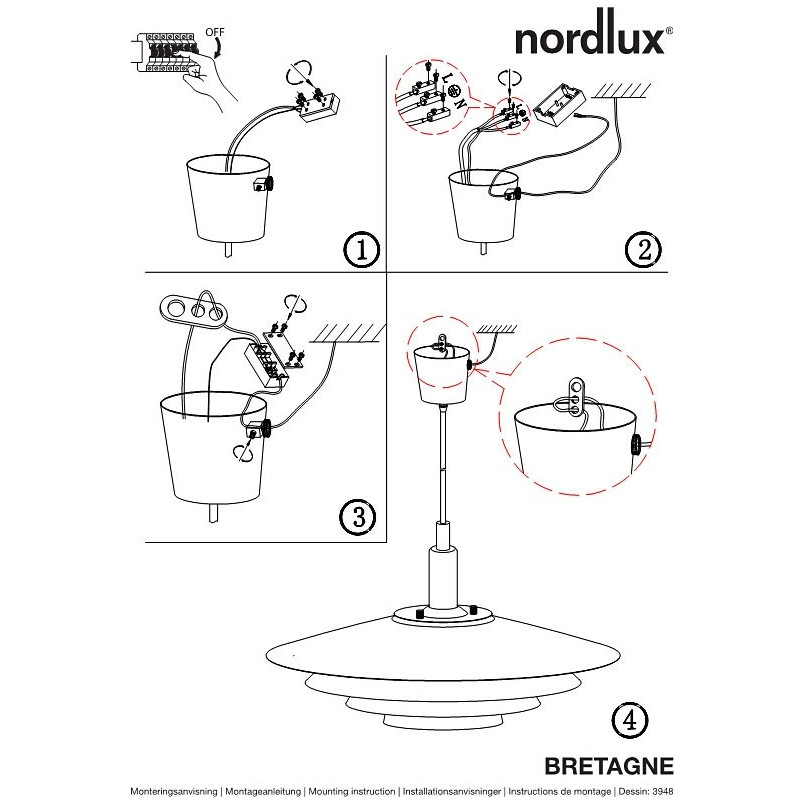 Lampa wisząca nowoczesna biała Nordlux Bretagne 38cm - Sklep Lamp
