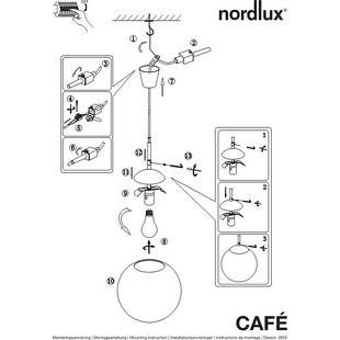 Lampa Wisząca Nordlux Cafe - Szkło, Biały Kolor | Sklep z Lampami