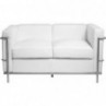 Stylowa Sofa skórzana 2 osobowa Kubik 130 biała TP D2.Design do salonu
