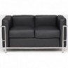 Stylowa Sofa skórzana 2 osobowa Kubik 130 czarna TP D2.Design do salonu