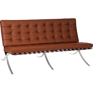 Sofa skórzana pikowana 2 os. BA2 150 jasny brąz marki D2.Design
