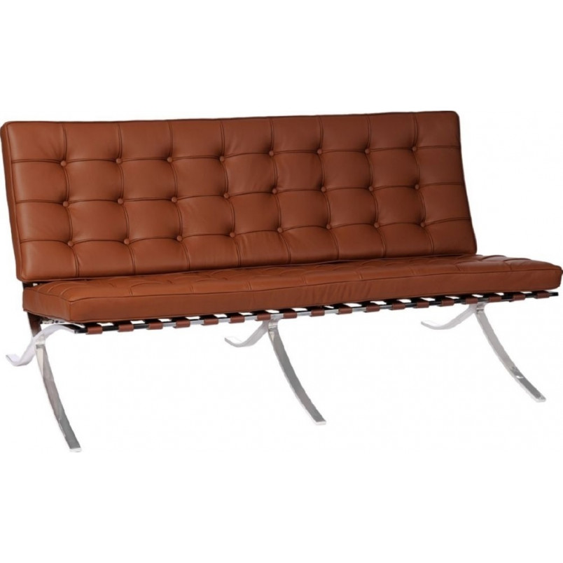 Sofa skórzana pikowana 2-os. BA2 | D2.Design - Brązowa