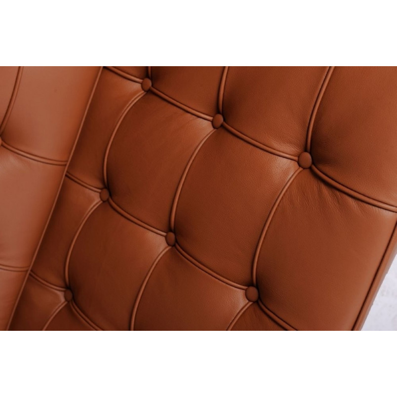 Sofa skórzana pikowana 2-os. BA2 | D2.Design - Brązowa