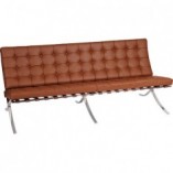Sofa skórzana pikowana 3-os. BA3 D2.Design | Brąz jasny
