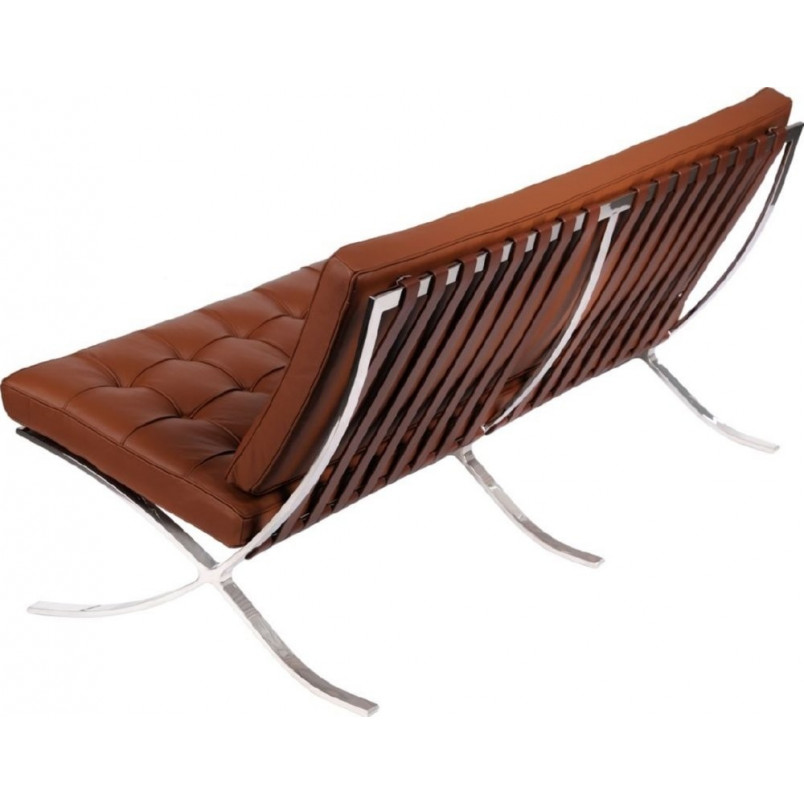 Sofa skórzana pikowana 3-os. BA3 D2.Design | Brąz jasny