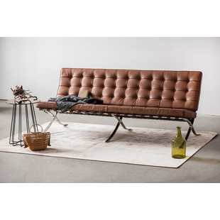 Sofa skórzana pikowana 3-os. BA3 D2.Design | Brąz jasny