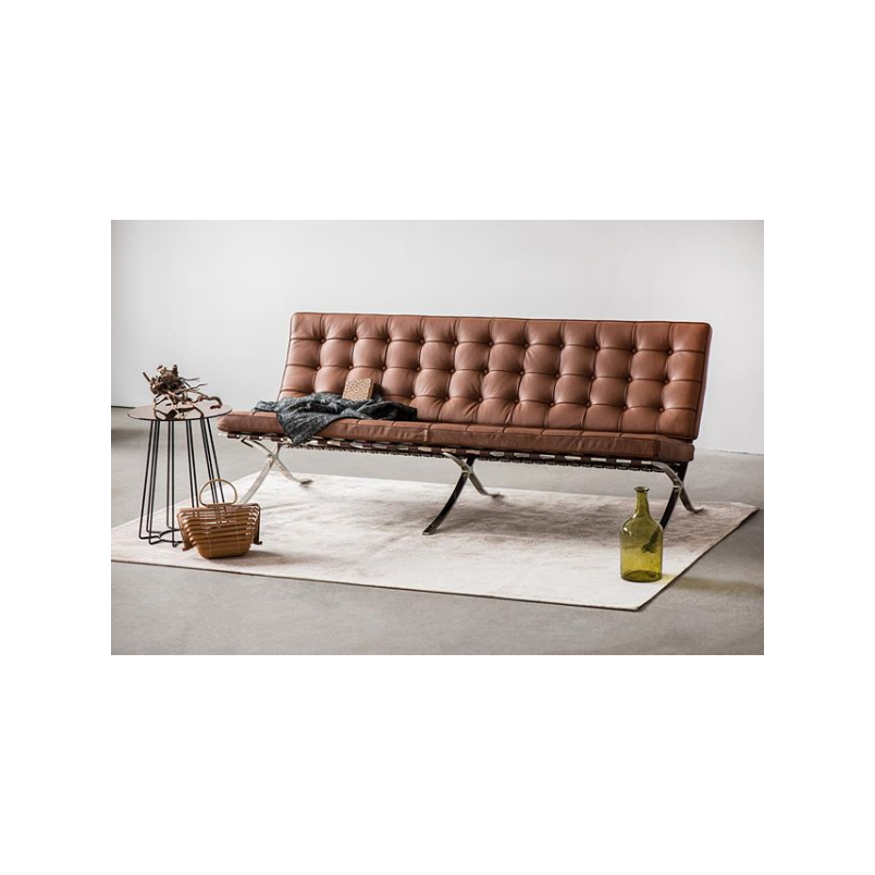 Sofa skórzana pikowana 3-os. BA3 D2.Design | Brąz jasny