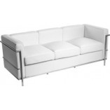 Stylowa Sofa skórzana 3 osobowa Kubik 180 biała D2.Design do salonu